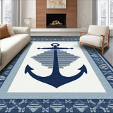 Ultra Soft Area Rug, Non Slip, Stain Resistant, Washable Area Rugs for Living Room, Bedroom, Coastal Gray Distressed Waves(Blue)