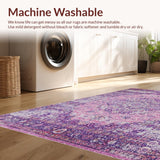 Ultra Soft Area Rug, Non Slip, Stain Resistant, Washable Area Rugs for Living Room, Bedroom, Trendy Geometric Purple Harmony(Pink)