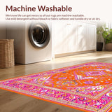 Ultra Soft Area Rug, Non Slip, Stain Resistant, Washable Area Rugs for Living Room, Bedroom, Lively Tiled Artful Expression(Orange)