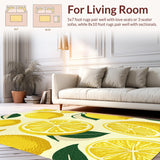 Ultra Soft Area Rug, Non Slip, Stain Resistant, Washable Area Rugs for Living Room, Bedroom, Seasonal Lemon Motif with Cozy Vibes(Yellow)