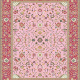 Ultra Soft Area Rug, Non Slip, Stain Resistant, Washable Area Rugs for Living Room, Bedroom, Luxurious Beige Ornamental Borders(Pink)