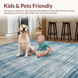 Ultra Soft Area Rug, Non Slip, Stain Resistant, Washable Area Rugs for Living Room, Bedroom, Rustic Waffle Patterned Harmony(Blue)