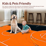 Ultra Soft Area Rug, Non Slip, Stain Resistant, Washable Area Rugs for Living Room, Bedroom, Contemporary Youthful Athletic Design(Orange)
