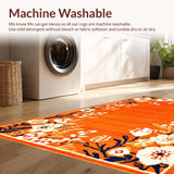 Ultra Soft Area Rug, Non Slip, Stain Resistant, Washable Area Rugs for Living Room, Bedroom, Eclectic Whimsical Garden Design(Orange)
