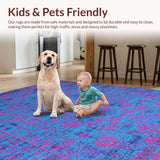 Ultra Soft Area Rug, Non Slip, Stain Resistant, Washable Area Rugs for Living Room, Bedroom, Sophisticated Dual-Tone Striped Look(Blue)
