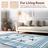 Ultra Soft Area Rug, Non Slip, Stain Resistant, Washable Area Rugs for Living Room, Bedroom, Stylish Marine Life Design(Blue)