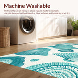 Ultra Soft Area Rug, Non Slip, Stain Resistant, Washable Area Rugs for Living Room, Bedroom, Coastal Striped Seafoam Aesthetic(Green)