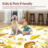 Ultra Soft Area Rug, Non Slip, Stain Resistant, Washable Area Rugs for Living Room, Bedroom, Trendy Cozy Woodland Pattern(Gold)