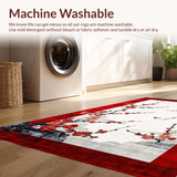 Ultra Soft Area Rug, Non Slip, Stain Resistant, Washable Area Rugs for Living Room, Bedroom, Traditional Japanese Blossom Theme(Red)