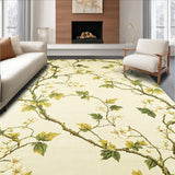Ultra Soft Area Rug, Non Slip, Stain Resistant, Washable Area Rugs for Living Room, Bedroom, Botanical Beige Runner Floral Hallway Entryway Leaf Mat(Ivory)