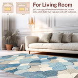 Ultra Soft Area Rug, Non Slip, Stain Resistant, Washable Area Rugs for Living Room, Bedroom, Unique Handcrafted Boho Elegance(Blue)