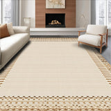 Ultra Soft Area Rug, Non Slip, Stain Resistant, Washable Area Rugs for Living Room, Bedroom, Whimsical Curved Edge Design(Beige)