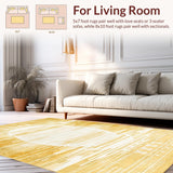 Ultra Soft Area Rug, Non Slip, Stain Resistant, Washable Area Rugs for Living Room, Bedroom, Striking Geometric Sun Motif(Gold)