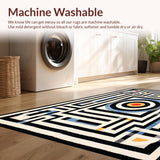 Ultra Soft Area Rug, Non Slip, Stain Resistant, Washable Area Rugs for Living Room, Bedroom, Vivid Geometric Fantasy Motif(Black)