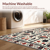 Ultra Soft Area Rug, Non Slip, Stain Resistant, Washable Area Rugs for Living Room, Bedroom, Playful Rustic Nature-Themed Accent(White)