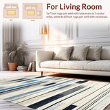 Ultra Soft Area Rug, Non Slip, Stain Resistant, Washable Area Rugs for Living Room, Bedroom, Urban Chic Stripe Pattern Rug Featuring Graphic Lines and Dynamic Contrast(Beige)