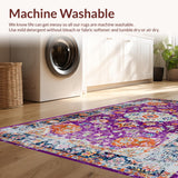 Ultra Soft Area Rug, Non Slip, Stain Resistant, Washable Area Rugs for Living Room, Bedroom, Sophisticated Colorful Medallion Look(Purple)