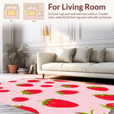 Ultra Soft Area Rug, Non Slip, Stain Resistant, Washable Area Rugs for Living Room, Bedroom, Playful Pink Strawberry Aesthetic(Pink)