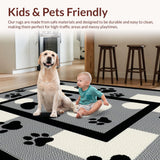 Ultra Soft Area Rug, Non Slip, Stain Resistant, Washable Area Rugs for Living Room, Bedroom, Trendy Low-Profile Paw Pattern(Black)