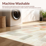 Ultra Soft Area Rug, Non Slip, Stain Resistant, Washable Area Rugs for Living Room, Bedroom, Modern Geometric Pattern Rug with Peach Tones and Gold Linework Accents(Beige)
