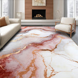 Ultra Soft Area Rug, Non Slip, Stain Resistant, Washable Area Rugs for Living Room, Bedroom, Elegant Abstract Rose Gold Swirls(White)