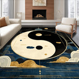 Ultra Soft Area Rug, Non Slip, Stain Resistant, Washable Area Rugs for Living Room, Bedroom, Tranquil Circular Harmony Design(Gold)