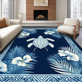 Ultra Soft Area Rug, Non Slip, Stain Resistant, Washable Area Rugs for Living Room, Bedroom, Contemporary Multicolor Coastal Motif(Blue)