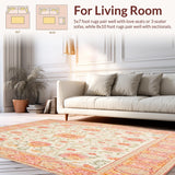 Ultra Soft Area Rug, Non Slip, Stain Resistant, Washable Area Rugs for Living Room, Bedroom, Elegant Area With Intricate Floral Motifs And Beige Hue(Ivory)