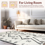Ultra Soft Area Rug, Non Slip, Stain Resistant, Washable Area Rugs for Living Room, Bedroom, Contemporary Patterned Textured Beauty(White)