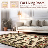 Ultra Soft Area Rug, Non Slip, Stain Resistant, Washable Area Rugs for Living Room, Bedroom, Charming Hand-Printed Trout Design(Beige)