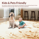 Ultra Soft Area Rug, Non Slip, Stain Resistant, Washable Area Rugs for Living Room, Bedroom, Boho Chic Entryway with Subtle Floral Swirls and Vintage Beige Palette(Beige)