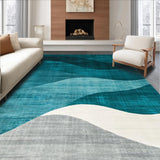 Ultra Soft Area Rug, Non Slip, Stain Resistant, Washable Area Rugs for Living Room, Bedroom, Elegant Modern Grey Swirls(Blue)