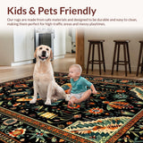 Ultra Soft Area Rug, Non Slip, Stain Resistant, Washable Area Rugs for Living Room, Bedroom, Nature-Inspired Floral Harmony(Black)