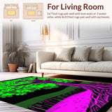 Ultra Soft Area Rug, Non Slip, Stain Resistant, Washable Area Rugs for Living Room, Bedroom, Bold Illuminated Organic Design(Green)