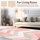 Ultra Soft Area Rug, Non Slip, Stain Resistant, Washable Area Rugs for Living Room, Bedroom, Serene Elegant Neutral Tones Design(Pink)