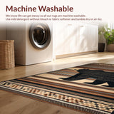 Ultra Soft Area Rug, Non Slip, Stain Resistant, Washable Area Rugs for Living Room, Bedroom, Rustic Nature-Inspired Bear Design(Black)