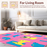 Ultra Soft Area Rug, Non Slip, Stain Resistant, Washable Area Rugs for Living Room, Bedroom, Interactive Colorful Child-Friendly Graphics(Pink)