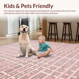 Ultra Soft Area Rug, Non Slip, Stain Resistant, Washable Area Rugs for Living Room, Bedroom, Chic Geometric Plush Aesthetic(Pink)