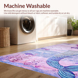 Ultra Soft Area Rug, Non Slip, Stain Resistant, Washable Area Rugs for Living Room, Bedroom, Sophisticated Colorful Seashell Arrangement(Purple)