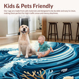 Ultra Soft Area Rug, Non Slip, Stain Resistant, Washable Area Rugs for Living Room, Bedroom, Serene Aquatic Inspired Decor(Blue)
