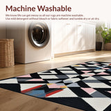 Ultra Soft Area Rug, Non Slip, Stain Resistant, Washable Area Rugs for Living Room, Bedroom, Rustic Tiled Patterned Decor Accent(Black)