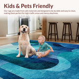 Ultra Soft Area Rug, Non Slip, Stain Resistant, Washable Area Rugs for Living Room, Bedroom, 3D Illusion Deep Sea with Nautical Whale, Dolphin, and Octopus Tentacle(Blue)