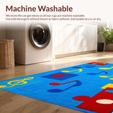Ultra Soft Area Rug, Non Slip, Stain Resistant, Washable Area Rugs for Living Room, Bedroom, Whimsical Tune-Inspired Palette(Blue)