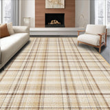 Ultra Soft Area Rug, Non Slip, Stain Resistant, Washable Area Rugs for Living Room, Bedroom, Sophisticated Transitional Striped Style(Beige)