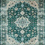 Ultra Soft Area Rug, Non Slip, Stain Resistant, Washable Area Rugs for Living Room, Bedroom, Rustic Green Blue Patterned Textile(Blue)