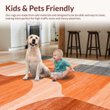 Ultra Soft Area Rug, Non Slip, Stain Resistant, Washable Area Rugs for Living Room, Bedroom, Dynamic Abstract Geometric Aesthetic(Orange)