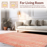 Ultra Soft Area Rug, Non Slip, Stain Resistant, Washable Area Rugs for Living Room, Bedroom, Modern Oriental Inspired Rug with Abstract Coral Velvet Pattern Details(Orange)