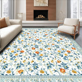 Ultra Soft Area Rug, Non Slip, Stain Resistant, Washable Area Rugs for Living Room, Bedroom, Modern Floral Geometry in Bright Tones(White)