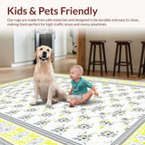 Ultra Soft Area Rug, Non Slip, Stain Resistant, Washable Area Rugs for Living Room, Bedroom, Rustic Gray and White Petals(Yellow)