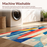 Ultra Soft Area Rug, Non Slip, Stain Resistant, Washable Area Rugs for Living Room, Bedroom, Coastal Surfboard Mosaic Rug with Bold Shapes and Vibrant Nautical Color Blocks(Blue)